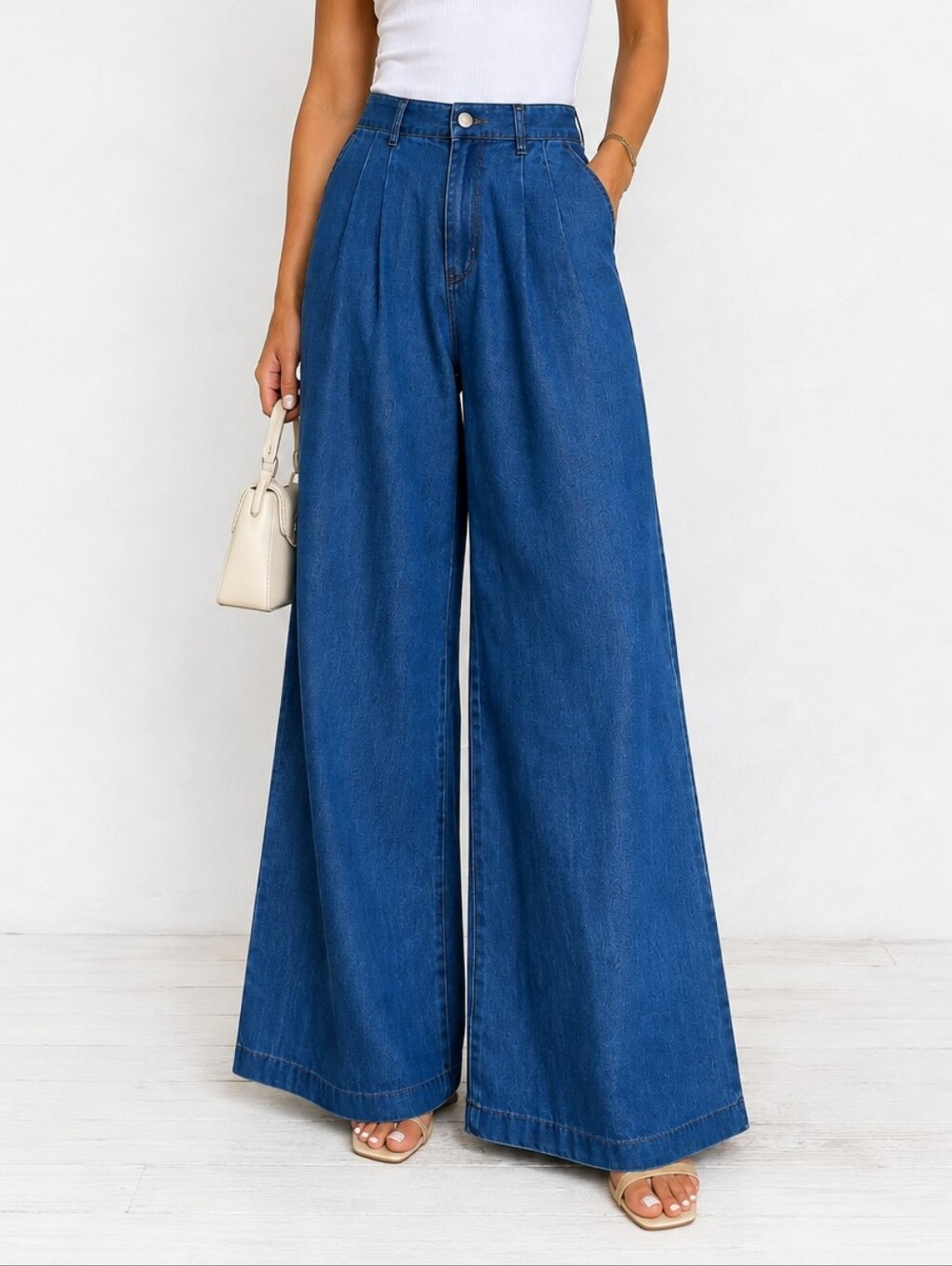 🆕️ Shara Balboa Boiutique Palazzo Pleat Wide Leg High Waist Jeans